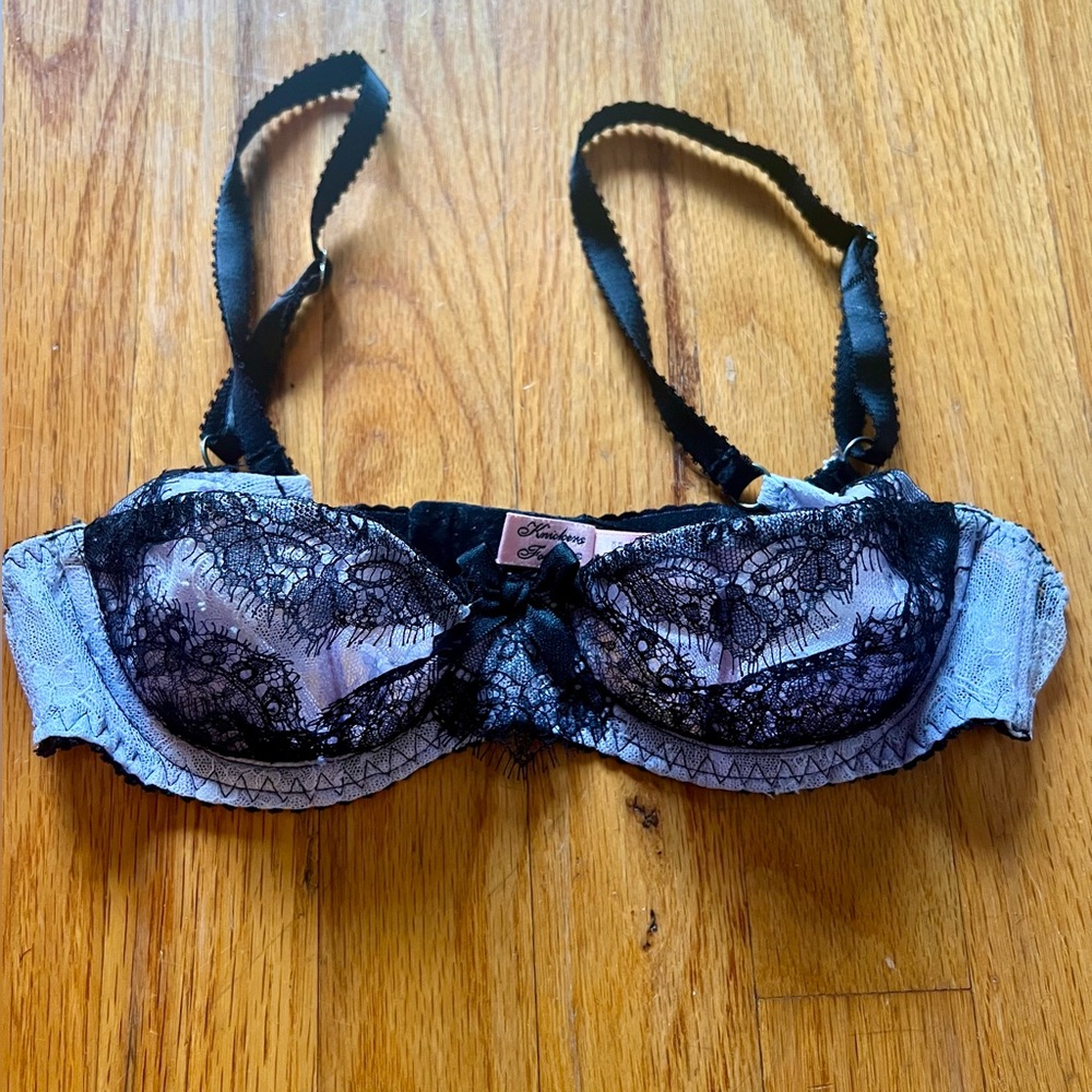 Agent Provocateur Lilac and Black Lace Bra Size 32B
